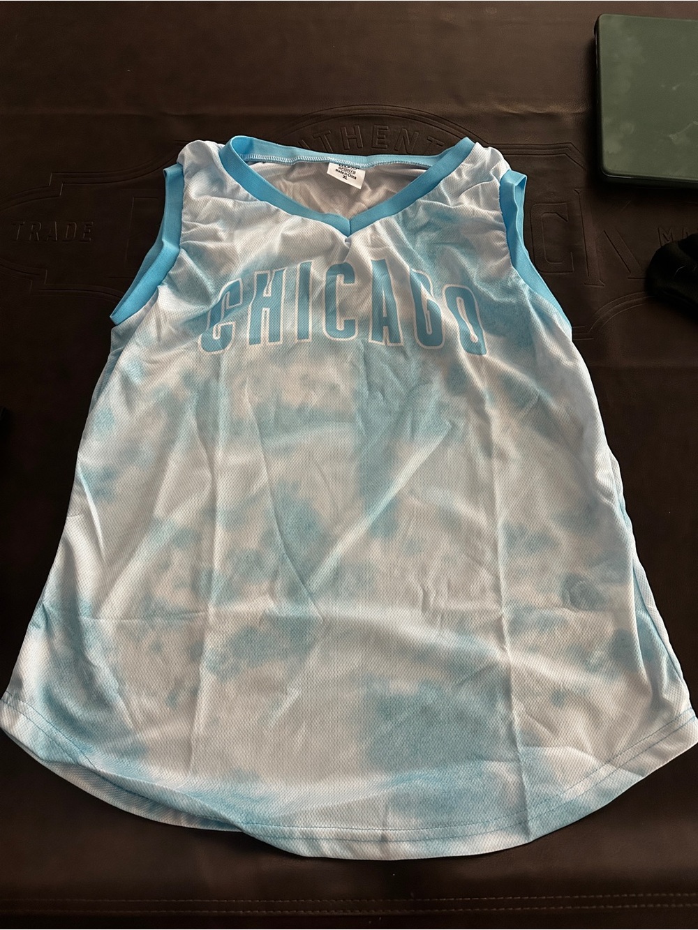 Chicago Cubs Light Blue Tie-Dye Mesh Tank Top - Women’s XL